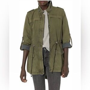 Levi’s Strauss Army Green Utility Jacket with Front Flap Pockets & Drawcord, M